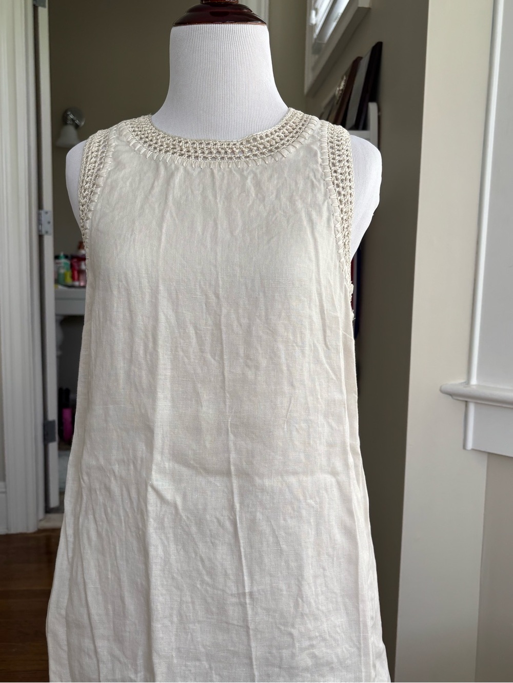 J. Crew Cream Crochet-Trim Sleeveless Mini Dress